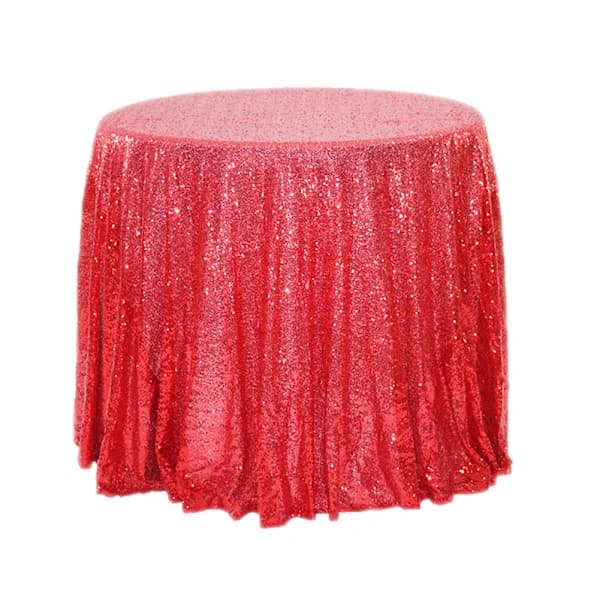 Fashion Sequin Tablecloth Glitter Sparkling Fabric Round Cover Multifunctional Tablecloths Red