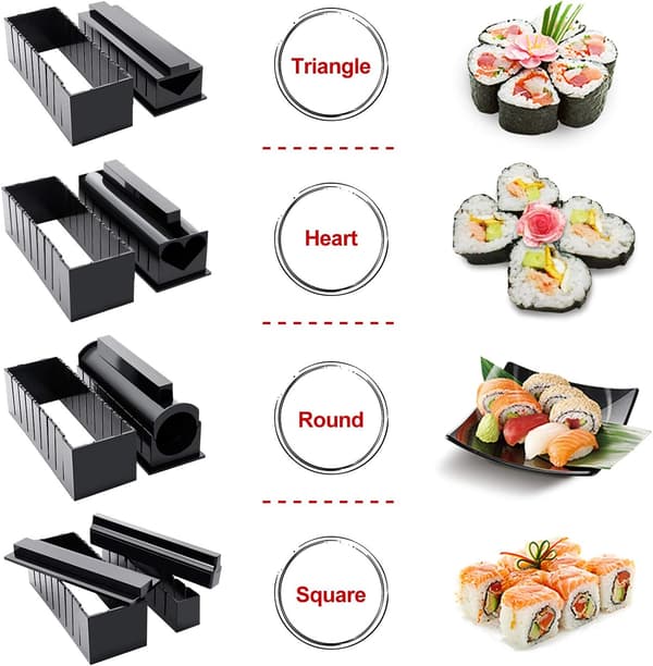 [Forbedret versjon] Sushi Maker Kit 10 deler, apparater og former