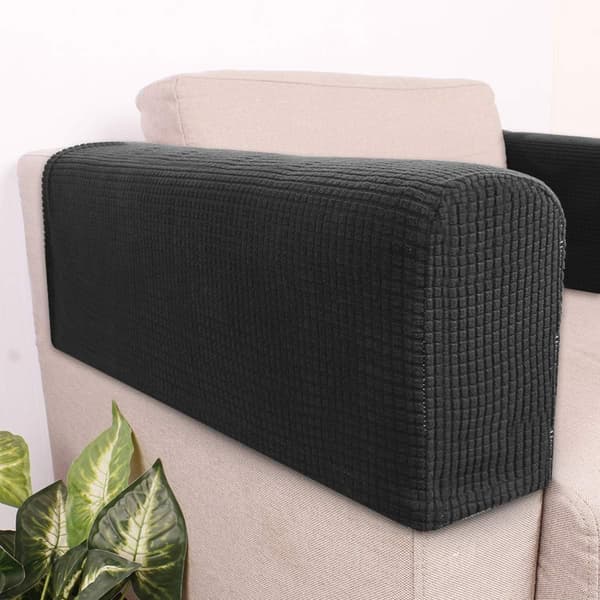 Elastiskt Armstödsskydd Stretch Soffa Armstödsskydd Fåtöljöverdrag Hemmakontor Vilstol Soffa Loveseat Skydd Tyg 2-pack (Svart)