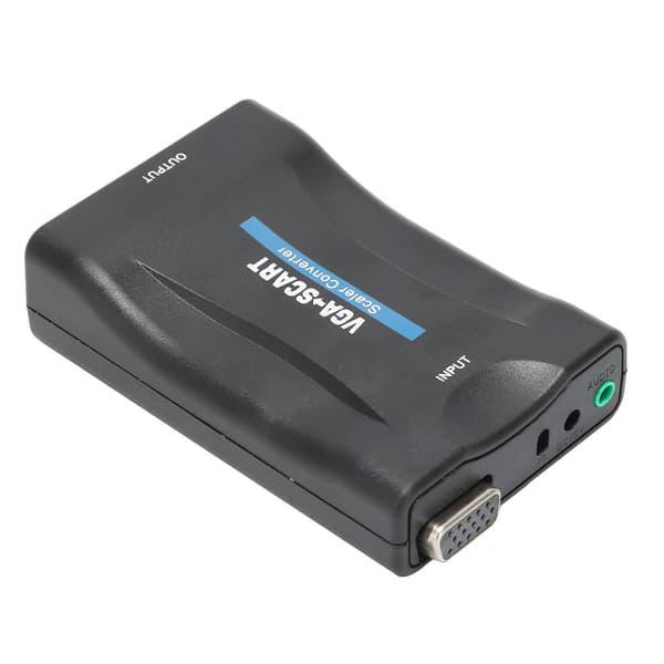 VGA til SCART-omformer HD-videoadapter datatilbehør med fjernkontroll ladekabel svart