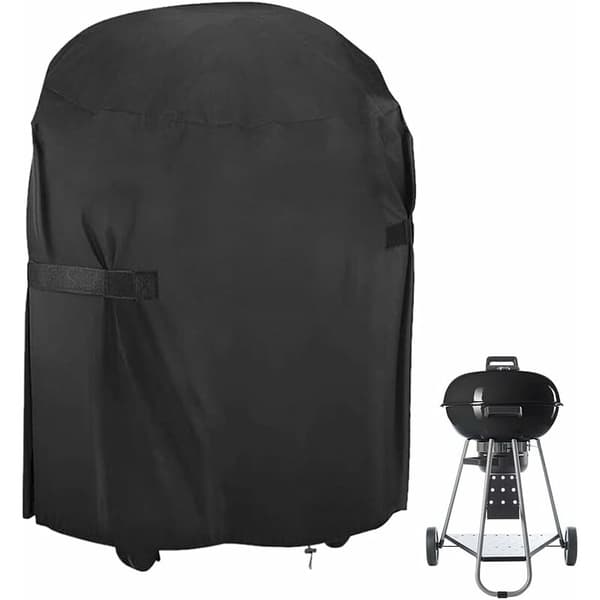 Grillovertræk Rundt Grillovertræk Udendørs Grillbeskyttelse Grillovertræk Passer til de fleste griller 77cm x 90cm Sort