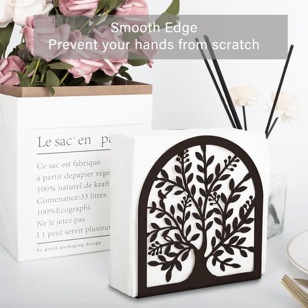 Servietholder til bord, moderne metalservietholder med livets træ-design