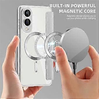 Compatible Case for Samsung Galaxy S25 Edge Compatible with MagSafe Rhombus PU Leather Phone Case (Grey)
