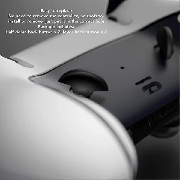 Game Controller Bagpaddles Erstatning, 4-delt Bagknapper i Rustfrit Stål Kompatibel med PS5 Edge Controller Sort