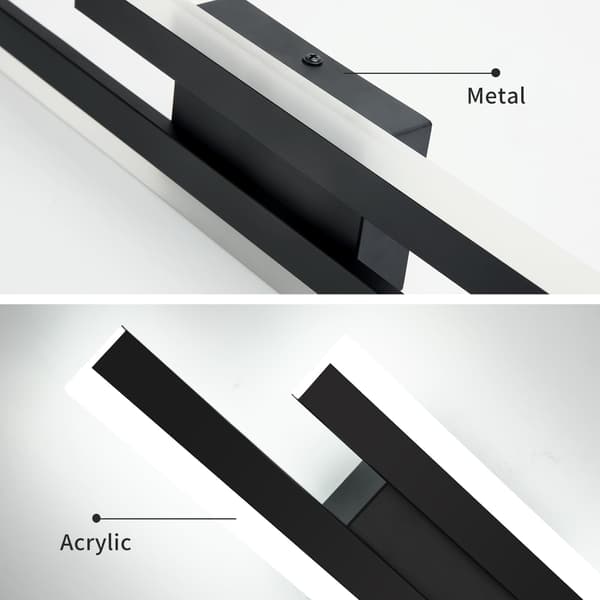 Modern 50cm LED Wall Lamp, 16W Creative Long Parallel Design, 3 Color Temperatures 3000K/4000K/6000K, Black-FA-