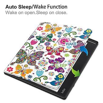 Malet Læder Smart Tabletcover til Kobo Elipsa 2E (Farverige Sommerfugle)