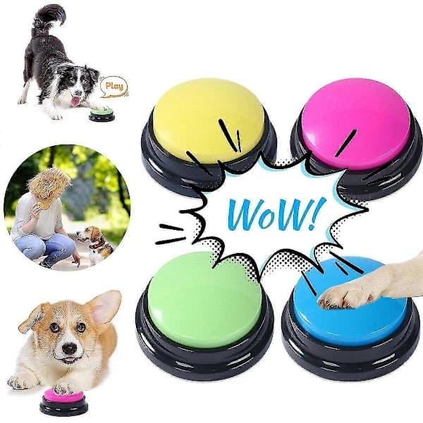 4 Recordable Dog Buttons Talking Button Set For Communication Pet Training Gift Green