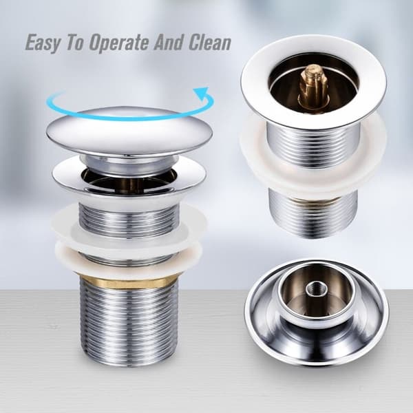 Pop-up sink drain - push-open valve drain for sink - chrome G 1-1/4\" - without overflow