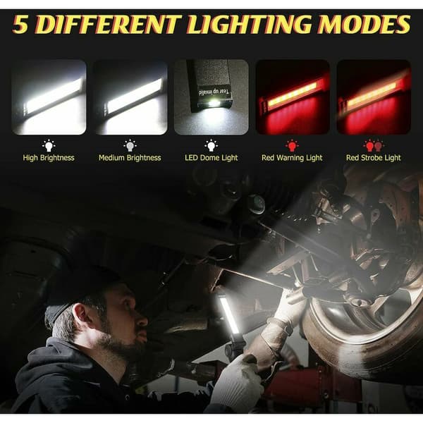 Rechargeable workshop lamp with magnetic base (2 pieces)