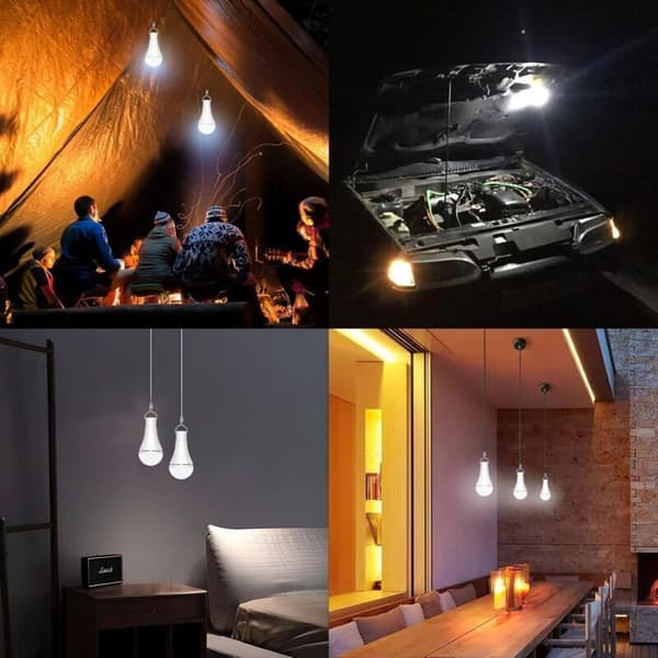 USB Rechargeable Lamp with Remote Control, 7W LED Battery Lights, E27 Touch Dimmable Lamp with Timer Function, Outdoor Camping Emergency Light