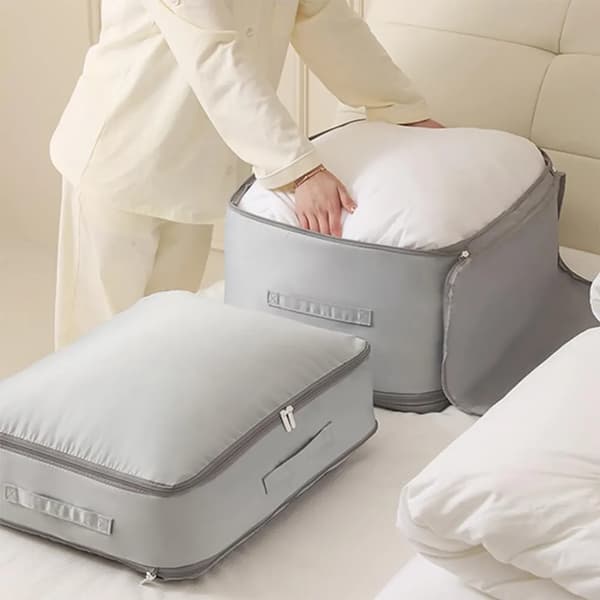 52 x 42 x 60 cm Large Bag, Moving Boxes, Foldable Storage Boxes for Clothes, Duvets, Blankets, Under Bed Wardrobe (Grey)
