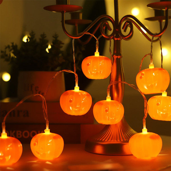Halloween dekorasjon gresskar Fairy Lights, skrekk gresskar 1,5 meter 10 lys
