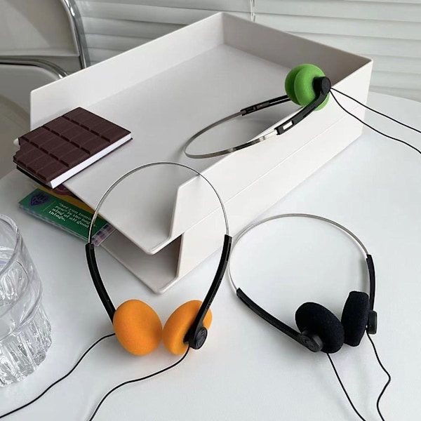 Langalliset kuulokkeet 80-luvun 90-luvun Walkman-kuulokkeet musiikille Mp3 {DB Black