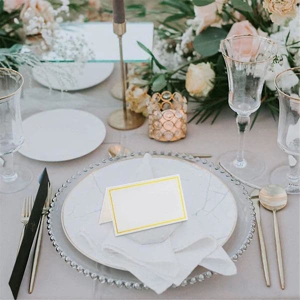 [LLC] 120 Small Tent Cards with Gold Foil Edge, Suitable for Weddings, Banquets, Table Placement, A