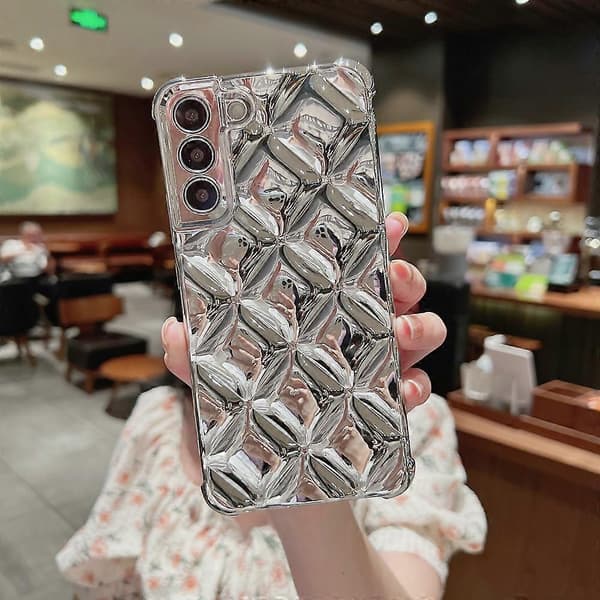 For Samsung Galaxy S22 Ultra 5G Rhombus Pattern Electroplated TPU Phone Case