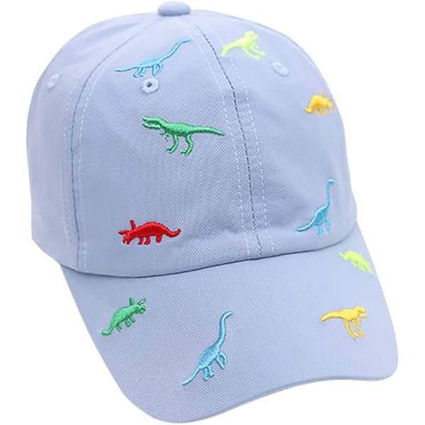 Baby Barn Basebollkepsar Bomull Justerbara Sommarsolhattar för Småbarn Bebis Pojkar Flickor Tecknade Dinosauriehattar Blue