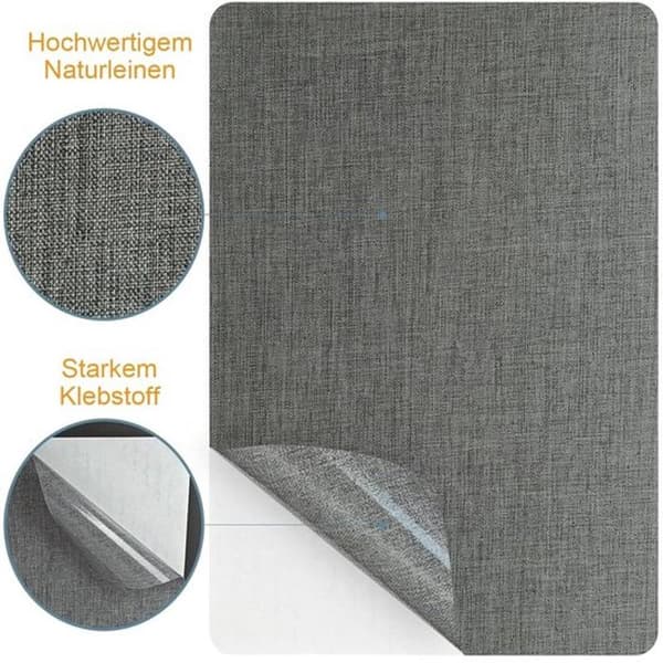 2 stk. selvklæbende stofreparationslapper - Mørkegrå - Til sofa, telt, møbler, bilsæde - 20 x 28 cm