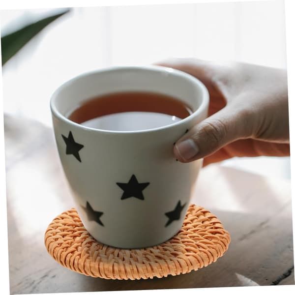 Rustic Style Table Mat, Coffee Table Accessory, Woven Rattan Coasters for Tea and Coffee