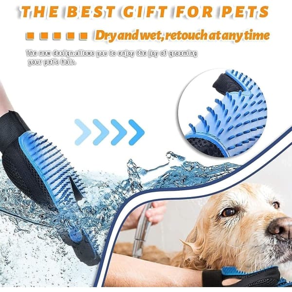 Pelsplejevante til kæledyr, massagevante, badevante, skånsom børstevante til heling, effektiv pelsfjernelse, perfekt til hunde og børn