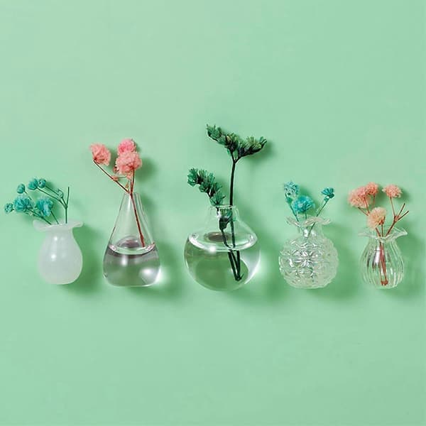 5 st Mini Glasvas Kylskåpsmagnet Hemmakontor Kök Skåp Kylskåp 3D Blomvas Magnetisk Dekorationsprydnad B B B B