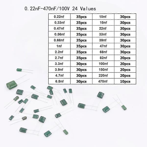 660 stk. 24 Værdier Mylar Polyester Film Kondensator Sortimentssæt 0.22NF til 470NF / 100V