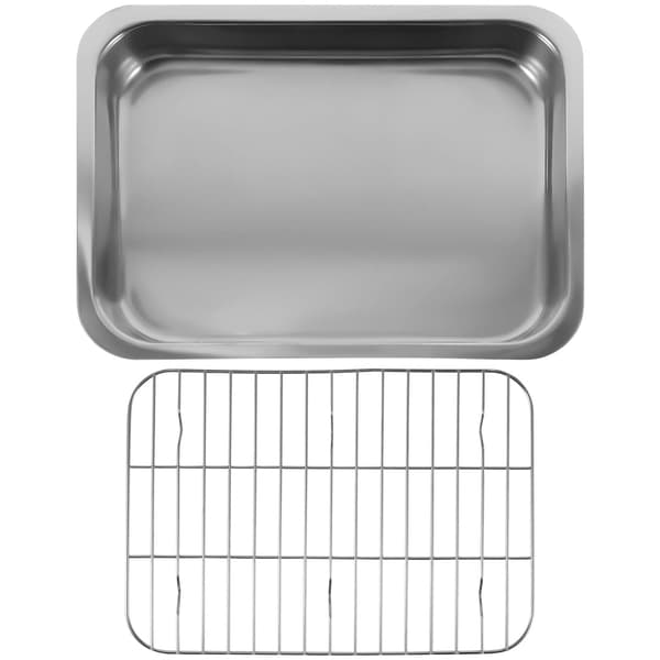 Deep Roasting Pan, Baking Sheet, and Rack Set, Non-Stick Steel Roasting Pan, Lasagna Pan, Baking Sheet with Handles for Roasting