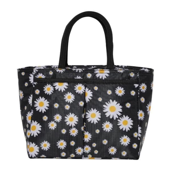 Isoleret madkasse til kvinder, bærbar madkasse, sorte blomster