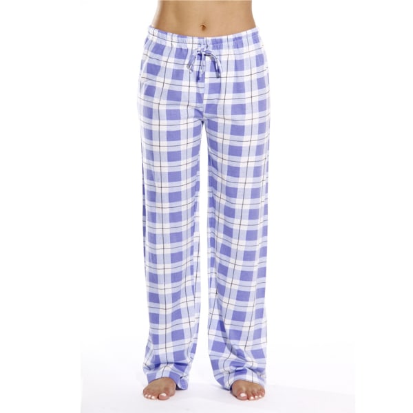 Rutig sömnbyxa dam Casual Tygbyxor Hemkläder Elastisk midja Pyjamasunderdel, Färg: Lila, Storlek: S