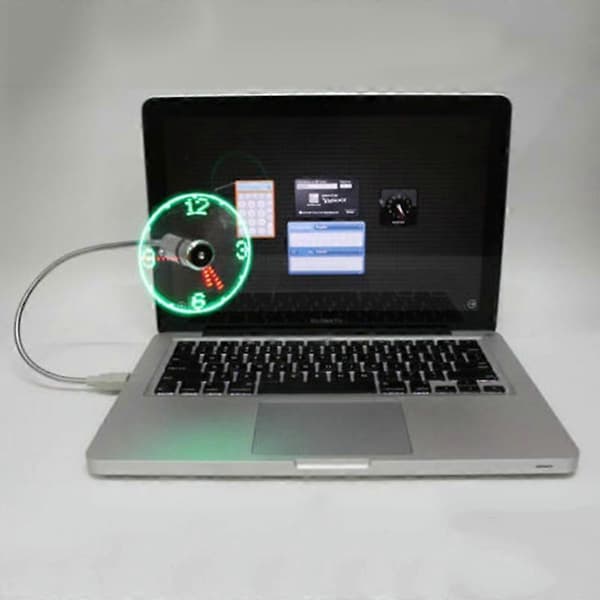Creative Mini USB-driven LED-klocka Realtidsvisning Sommarkylande Neonfläkt