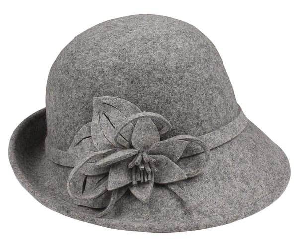 Vintage hat til kvinder, retro baretter til fest og rejser (grå)