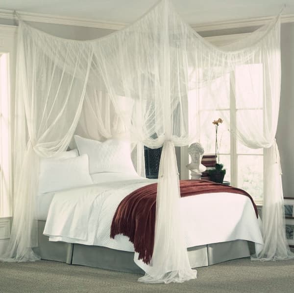 White Extra Large Square Polyester Mosquito Net with Four Doors, Double Doors and Triple Opening