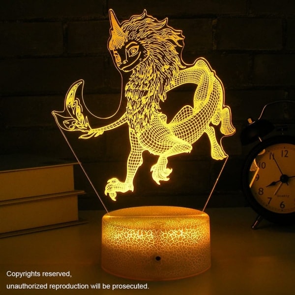 Qinwei Dragon Natlampe Sisu Dragon Light Bord ved siden af Dragon lampe til soveværelset som fødselsdagsgave til børn (Stil 12)