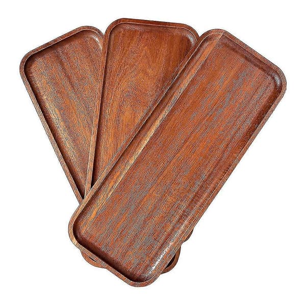 Solid Wood Plate Rectangular Wooden Plate With Raised Edges For Finger Food Appetizer
