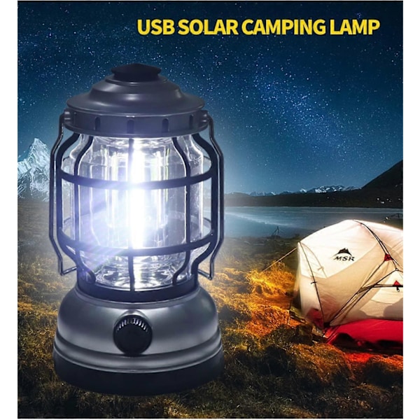 Bærbar retro LED-campinglampe - Bærbar campinglampe - Utendørs campinglykt - Bærbar campinglampe - Nattlampe (rød) C