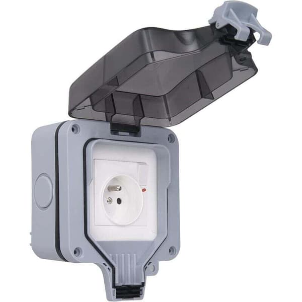IP66 Waterproof Socket, Wall Mounted Waterproof Socket for Outdoor Use, Dustproof Wall Socket Box for Indoor and Outdoor Use (With Switch, B)