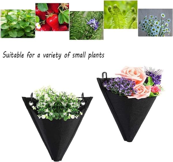 Väggmonterad växtpåse, vertikal planteringsficka, hängande planteringsväska, triangulär design (3 st)