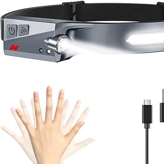 USB-hodelykt Oppladbar LED-lampe Fem moduser Hvitt lys Høy effektivitet Hodelykt Sprutsikker 2-pakning