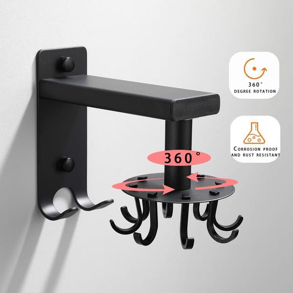 Wall Mounted Utensil Rack, Adjustable Rotating Hooks 360 Rotatable Kitchen Utensil Hanger Hooks Stainless (8 Hooks)