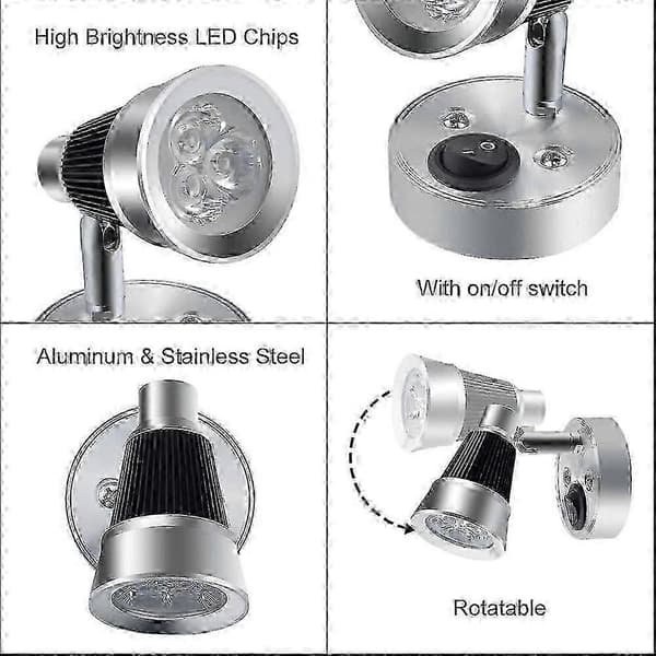 12V LED RV Reading Light with Switch, 3W Dimmable Wall Lamp for RV Interior Lighting, Caravan, Boat