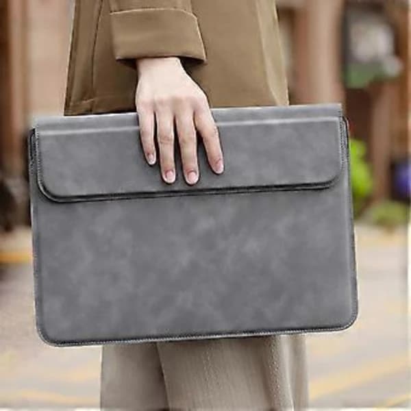 Ergonomisk Notebook Sleeve Stativ Blød Skriveunderlag, Holdbart Læderetui til Bærbar Beskyttelse Mørkegrå, A