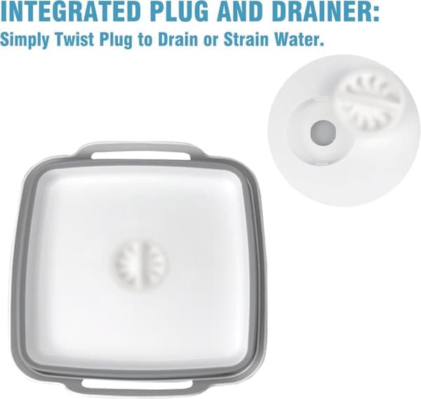 Space-saving foldable sink - multifunctional sink for dishes, fruits and vegetables - 8.5 L with drain hole