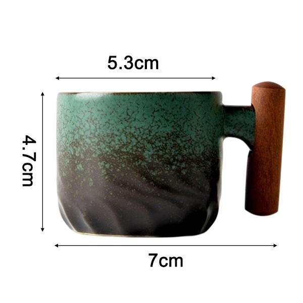 59 ml keraamiset espressokupit puisella kahvalla, espressokuppisetti, pienet teekupit Style 2