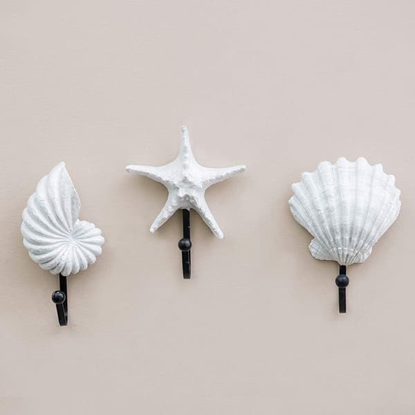 Wall Coat Rack, 3 Pcs Resin Hangers Decorative Hooks (White)