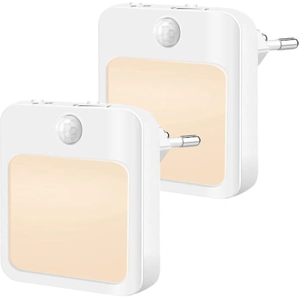 2 x Socket Lamp with Motion Sensor - LED Lamp for Sockets - Night Light - Warm Light - Dimmable