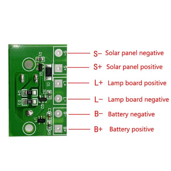 Solcellelampe kontroller 3,7V litiumbatteri solcellelyskaster solcellelampe kretskort med bryter