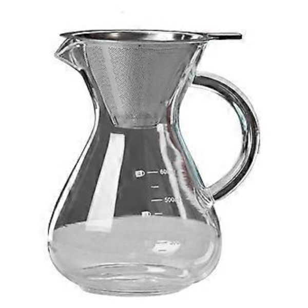 Glas Kaffekanna med Filter Värmebeständiga Espressokannor Graderad Skala Kaffeserverare 600ml