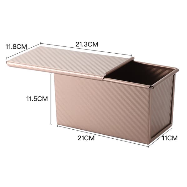 Non-Stick Bakeware Golden Corrugated Carbon Steel Bread Toast Box Mold med lock för bakning av bröd