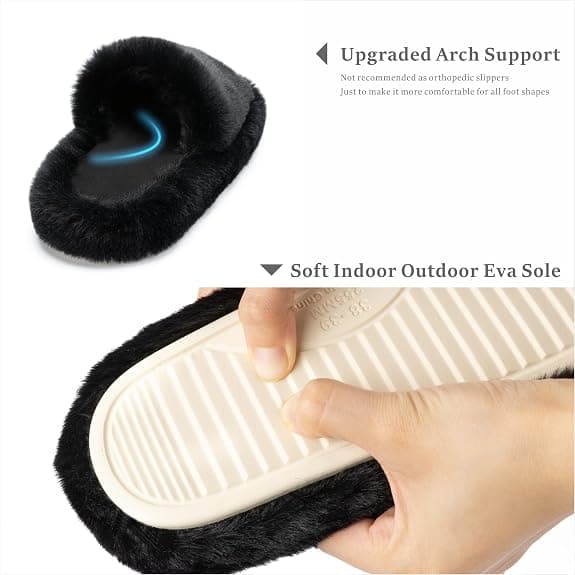 Memory Foam Tøfler for kvinner, Soveromstøfler for kvinner, Fluffy pl