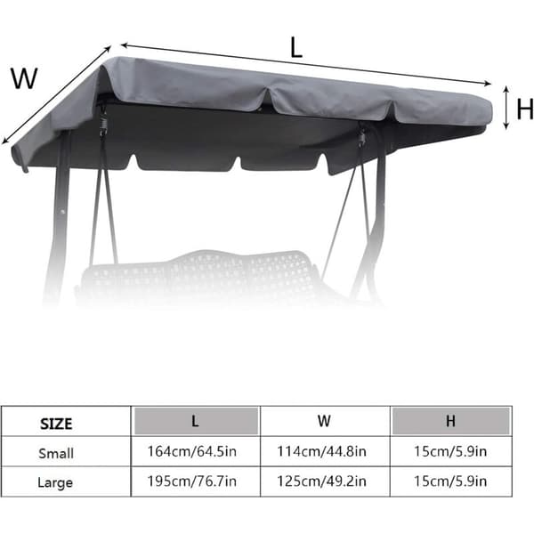 Universal Replacement Cover for 3-Seater Garden Swing Large Size Light Grey