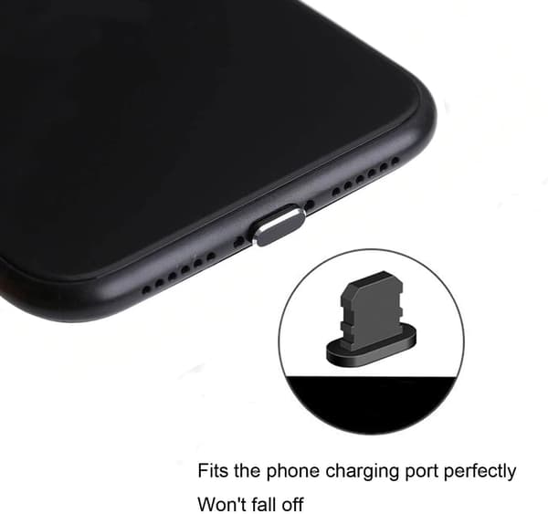 6 pölytulppaa iPhone 14 Pro Maxille (musta)